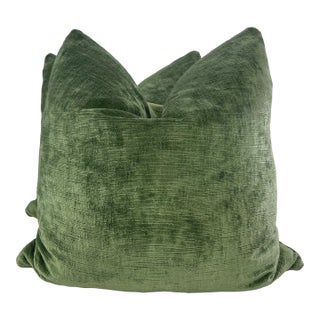 Gp & J Baker “Vintage Velvet in Fern 22” Pillows-A Pair For Sale