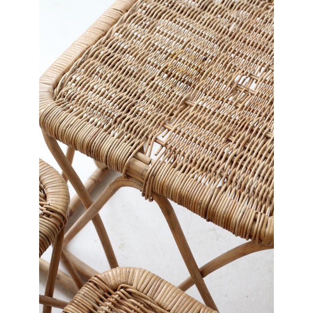 Vintage Rattan Nesting Tables Set For Sale - Image 12 of 12