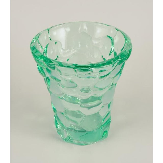 Art Deco Vase in Green Art Glass by Pierre Gire, 1940s For Sale - Image 3 of 9