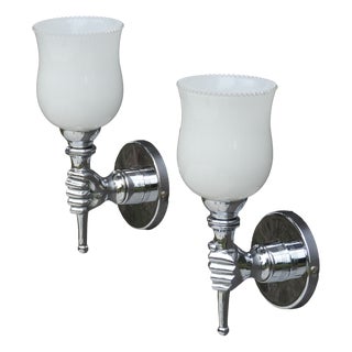 Vintage French Torchère Wall Lights by André Arbus, 1960, Set of 2 For Sale