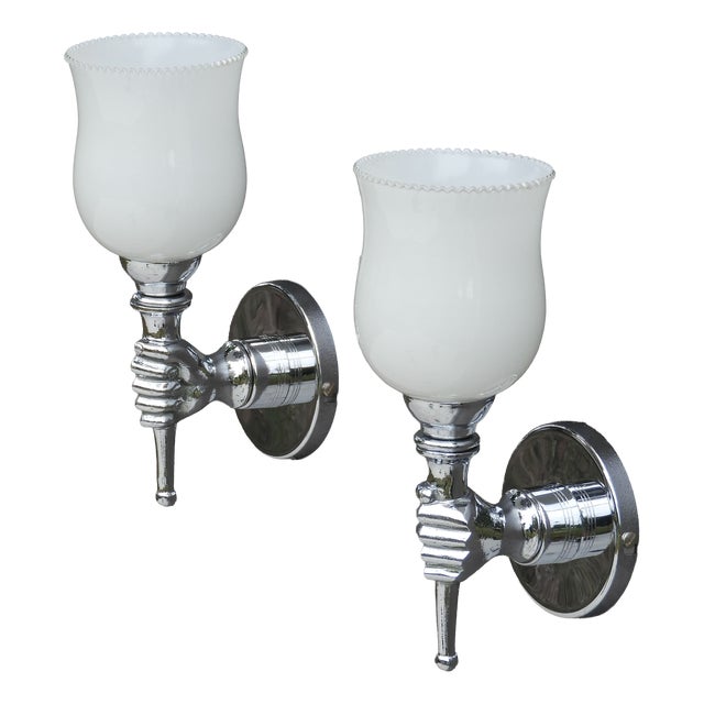 Vintage French Torchère Wall Lights by André Arbus, 1960, Set of 2 For Sale