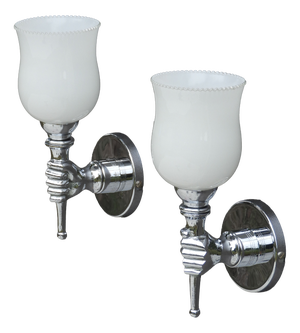 Vintage French Torchère Wall Lights by André Arbus, 1960, Set of 2