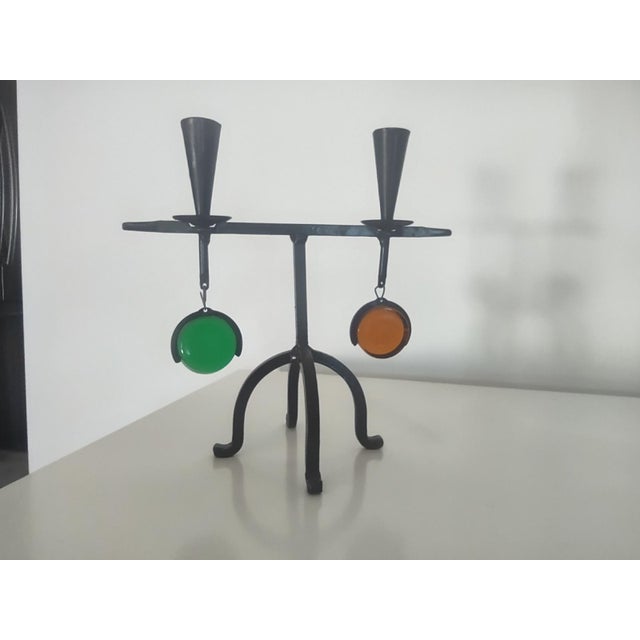 Beautiful 1950's candelabra by Gunnar Ander. This single piece stands on a solid, four prong cast iron base and is adorned...