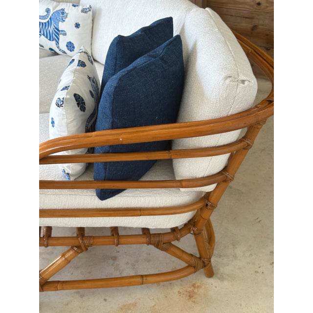 Mid 20th Century Restored Mid-Century Curved Rattan Modular Sectional Sofa For Sale - Image 5 of 12