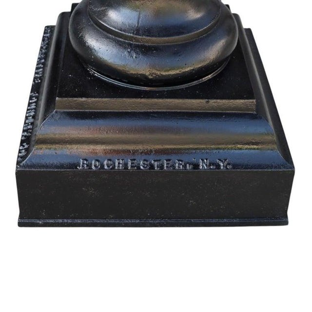 Neoclassical Pair of Large Antique Co-Operative Foundry Figural Cast Iron Garden Urns C1900 For Sale - Image 3 of 10