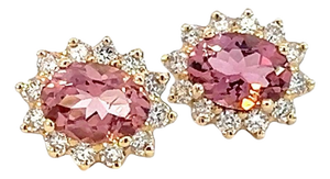 Natural Tourmaline Diamond Earrings 14k Yellow Gold 1.94 TCW Certified