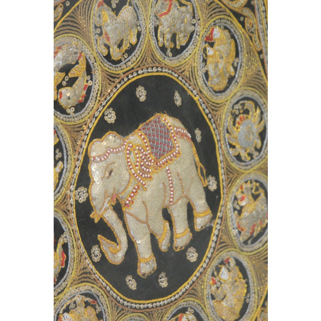 Embroidered Elephant Kalaga Wall Tapestry, 1980s For Sale - Image 13 of 16