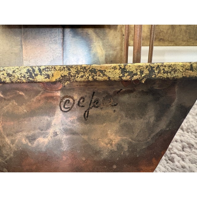 Metal 1970s Signed Curtis Jere Mid-Century Modern Brutalist Cityscape Bridge Wall Sculpture, Copper & Brass For Sale - Image 7 of 11