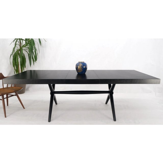 Black Lacquer One Leaf X Base Gibbings Trestle Dining Table by Widdicomb For Sale - Image 10 of 13