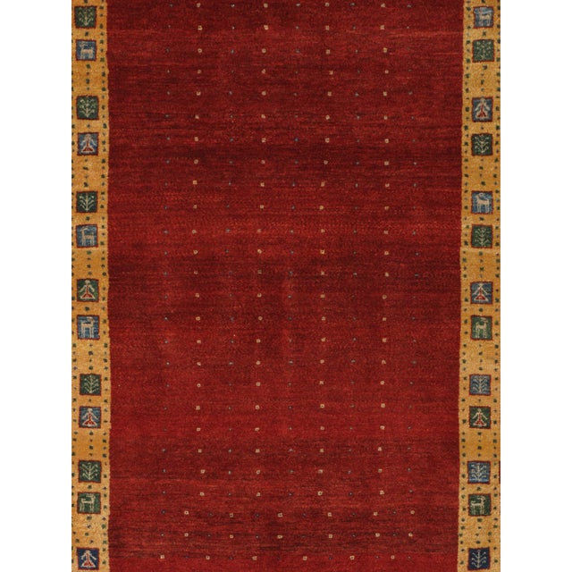 Tribal Vintage Hand-Knotted Persian Gabbeh Rug 4'0" X 6'2" For Sale - Image 3 of 5