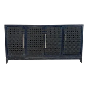 Modern Black Cerused Oak Finished Four Door Credenza
