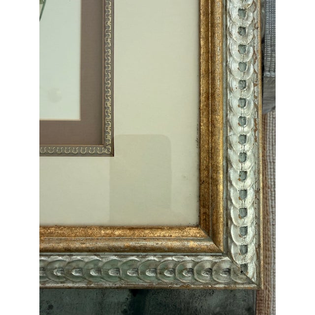 Pair of Carolyn Shores Wright “Aria” Botanical Tea Prints in Custom Windsor Art Silver & Gold Frames, 1994 For Sale In Charleston - Image 6 of 12