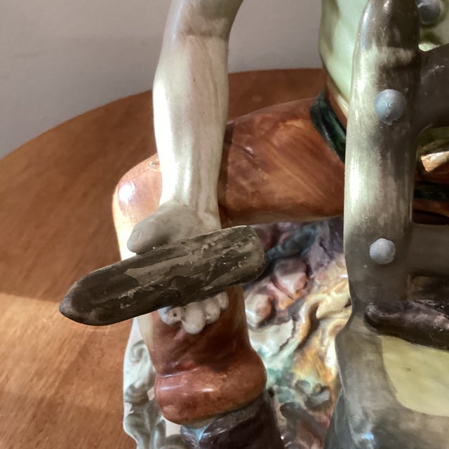 Capodimonte Antique Collectible Large Capodimonte Hand Painted Porcelain Cobbler Figurine Black Stamp For Sale - Image 4 of 12