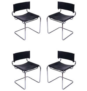 Italian Space Age Terry Chairs in Black Leather by Luigi Saccardo for Arrmet, 1970s, Set of 4