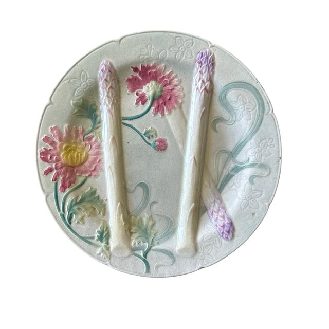 French Provincial Antique French St. Clément Luneville Asparagus Plate – Sold Individually For Sale - Image 3 of 9