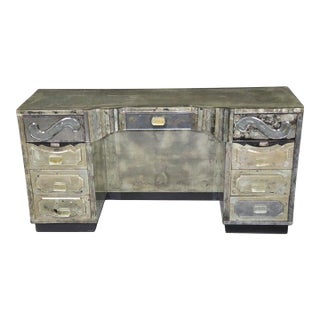 1950's Hollywood Regency Distressed Mirrored Serge Roche Attributed Vanity For Sale