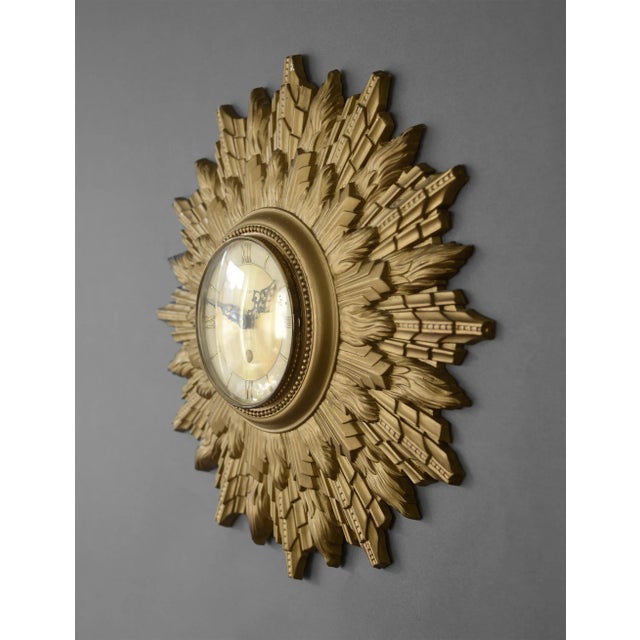 Mid-Century Modern 1970s Mid Century Welby Art Deco Style Starburst Wall Clock For Sale - Image 3 of 12