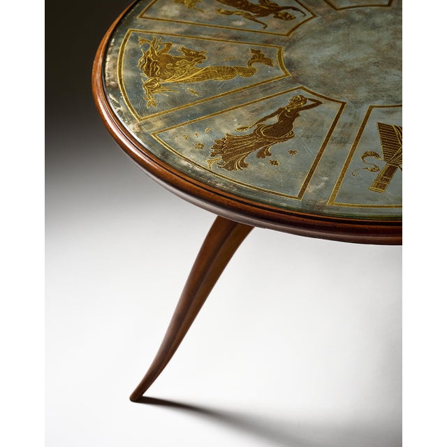 Art Deco French Astrology Side Table in the Manner of Jean Dunand For Sale In Austin - Image 6 of 9