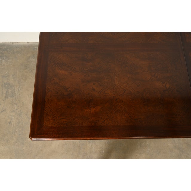 Henredon Mid-Century Hollywood Regency Mahogany and Burl Wood Extension Dining Table, Newly Refinished For Sale - Image 10 of 14