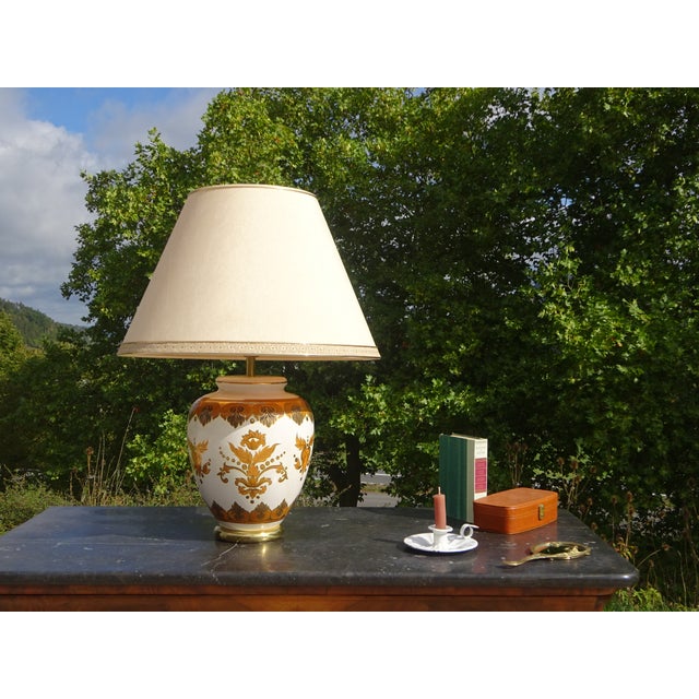 Large living room lamp, 74 cm high and 52 cm in diameter, made in France in the 1970s by the Louis Drimmer factory. It...