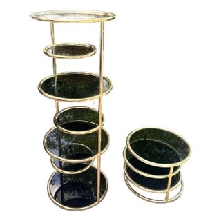 Attributed to Milo Baughman Laquered Brass Articulating Stand & Table For Sale