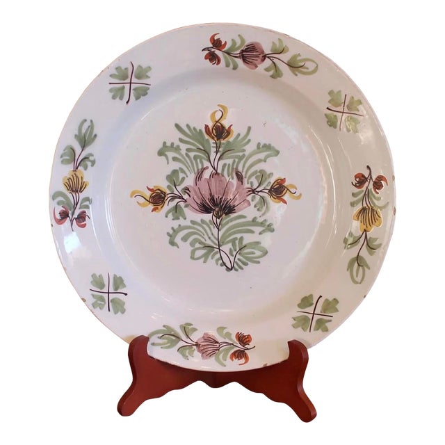 Large English Delftware Fazackerley Charger- 18th Century For Sale