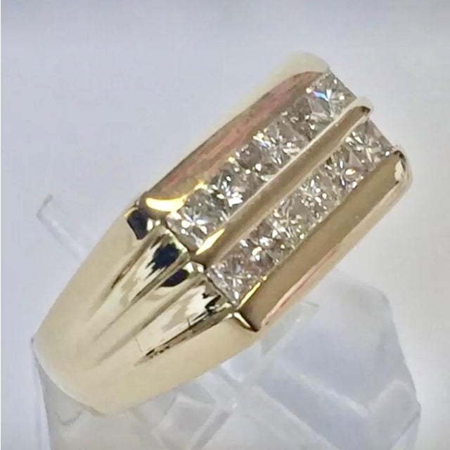 Diamond Ring 14k Yellow Gold 2 TCW Princess Cut Unisex Certified, Size 9.25 For Sale - Image 11 of 11