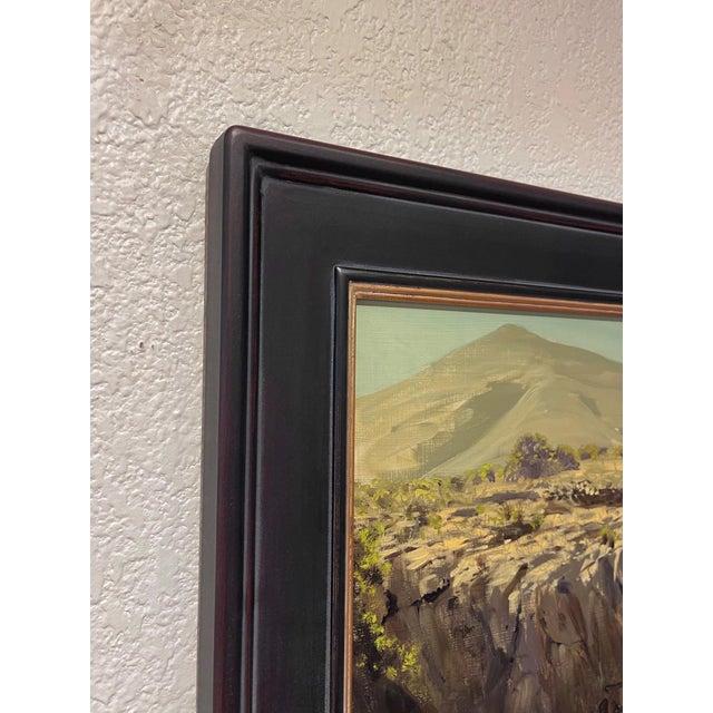 Realism Sabanilla by Diego Glazer | Oil on panel Landscape of rocky terrain with distant hills and vegetation. For Sale - Image 3 of 5