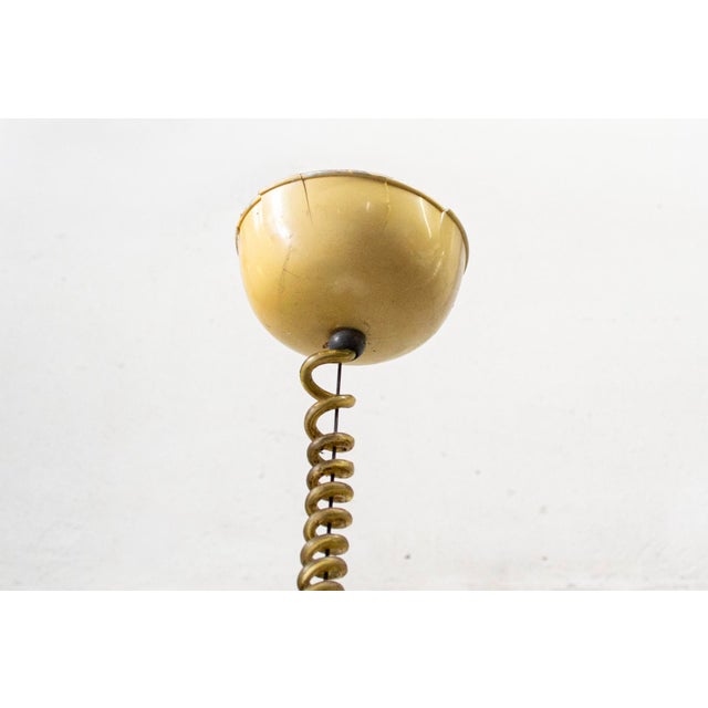Metal Yellow Murano Glass Floral Pendant Light from Leucos, 1970s For Sale - Image 7 of 9