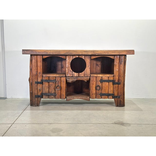 Rustic Chestnut Wood Sideboard, 1960s For Sale - Image 4 of 13