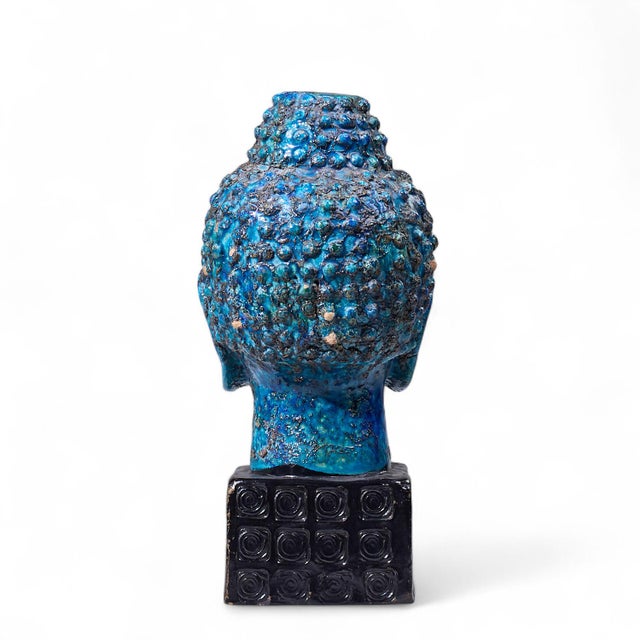Aldo Londi for Bitossi Mid Century Blue Buddha Bust For Sale In Chicago - Image 6 of 9