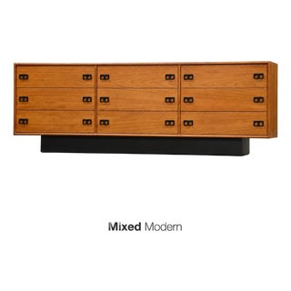 Mid Century Modern Teak 76” Dresser For Sale