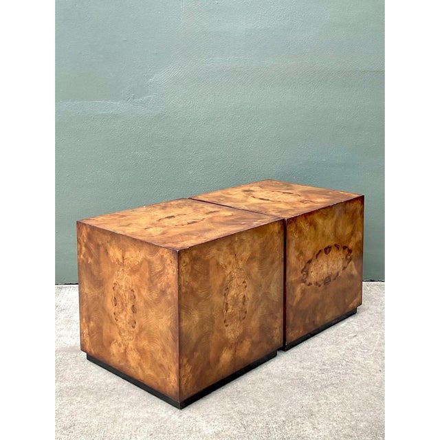 Vintage Burl Wood Cube Tables - Pair For Sale In West Palm - Image 6 of 12