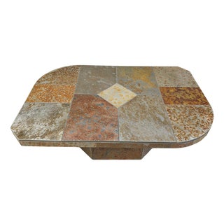 Brutalist Slate Stone Coffee Table, 1980s For Sale