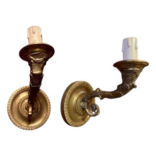 Italian Louis XVI Gilt Bronze Single-Arm Wall Light Sconces, Set of 2 For Sale