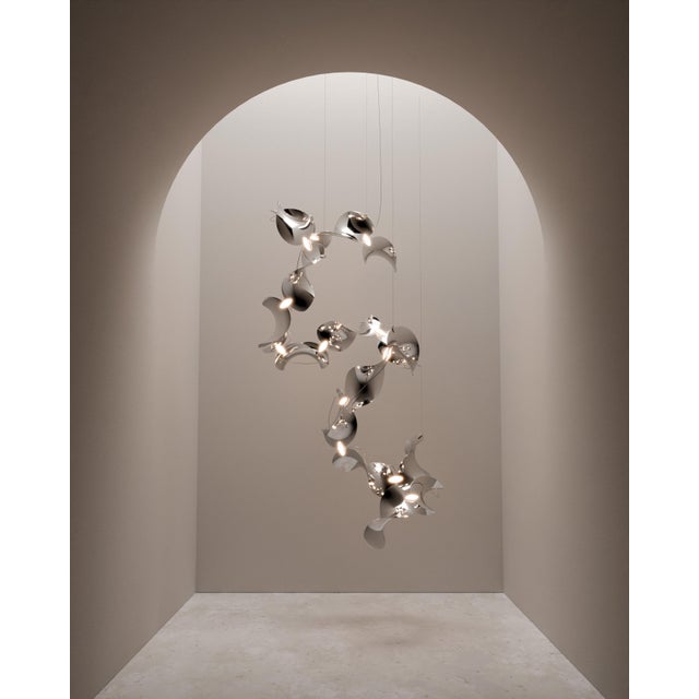 Silver Dune 12 Spiral Pendant Light with Silver Polished Shades by Daniel Becker For Sale - Image 8 of 11