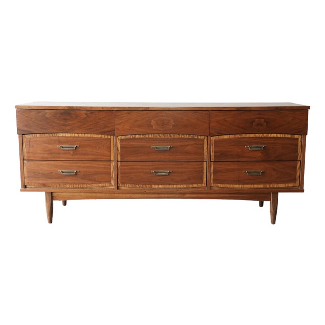 1960s Vintage Two-Tone Mid-Century Modern Walnut Dresser For Sale