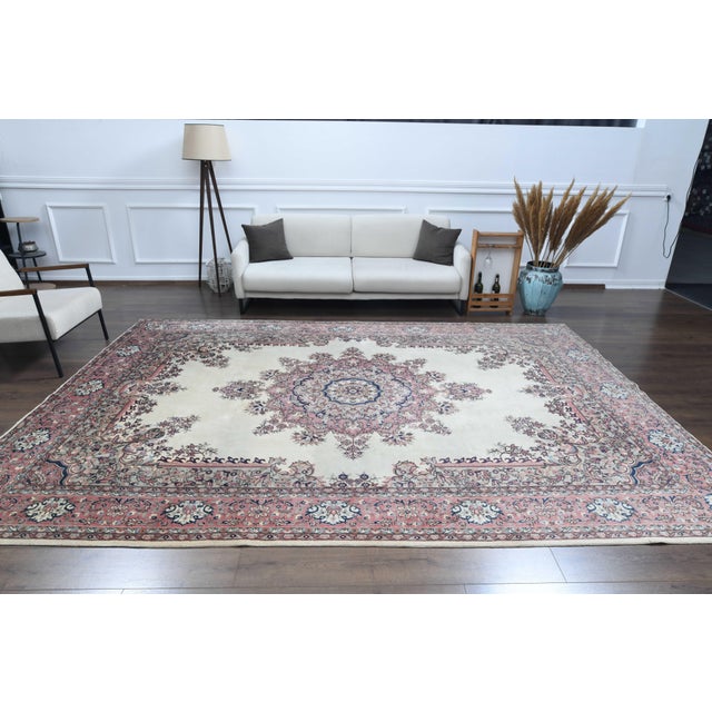 Islamic 1970s Vintage Handmade Wool Cotton Pink Area Rug For Sale - Image 3 of 11