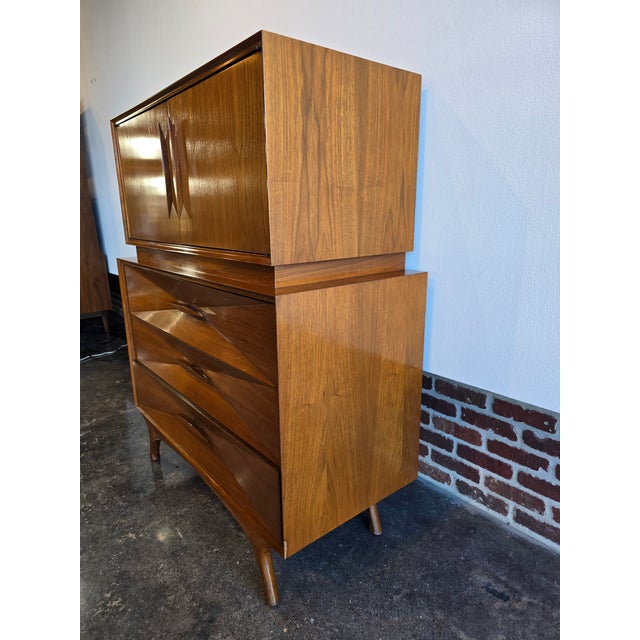 Mid-Century Modern 1960s Merton Gershun Walnut Tall Dresser Chest, Attributed For Sale - Image 3 of 12