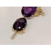 Huge Two Oval Shape Amethyst Pendant Necklace/ Pin & Diamonds 14 Kt Yellow Gold For Sale - Image 16 of 18