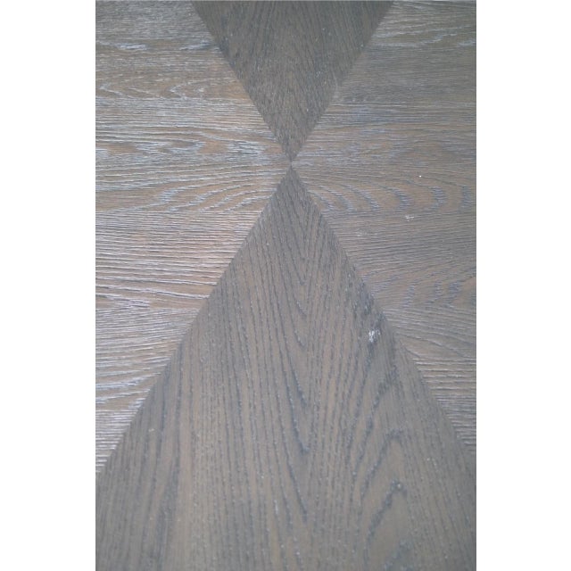 Modern Cerused Dark Oak Plinth Coffee Table With Starburst Veneer Top & Brass Inlay For Sale - Image 12 of 12