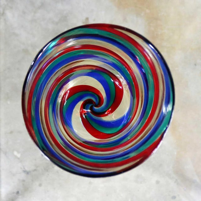 Glass Fasce Ritorte Red Blue Green Murano Glass Vase Attributed to Fulvio Bianconi for Venini For Sale - Image 7 of 13