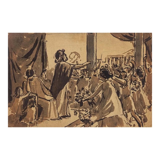 AncientRoman Scene - Original watercolor by Maurice Gueroult - Late 19th Century Late 19th century For Sale