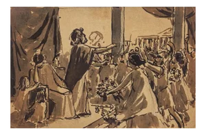 AncientRoman Scene - Original watercolor by Maurice Gueroult - Late 19th Century Late 19th century