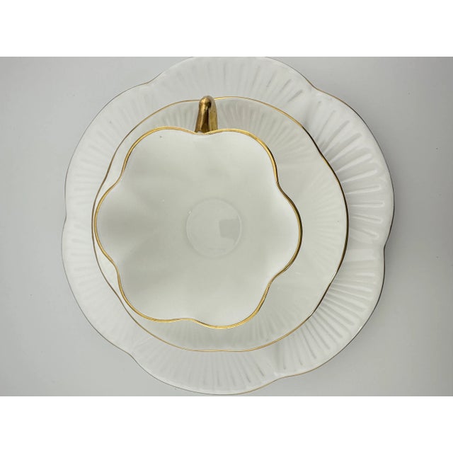 Shelley Shelley Dainty White Regency Trio, Vintage English Bone China 3 Piece Tea Set For Sale - Image 4 of 9
