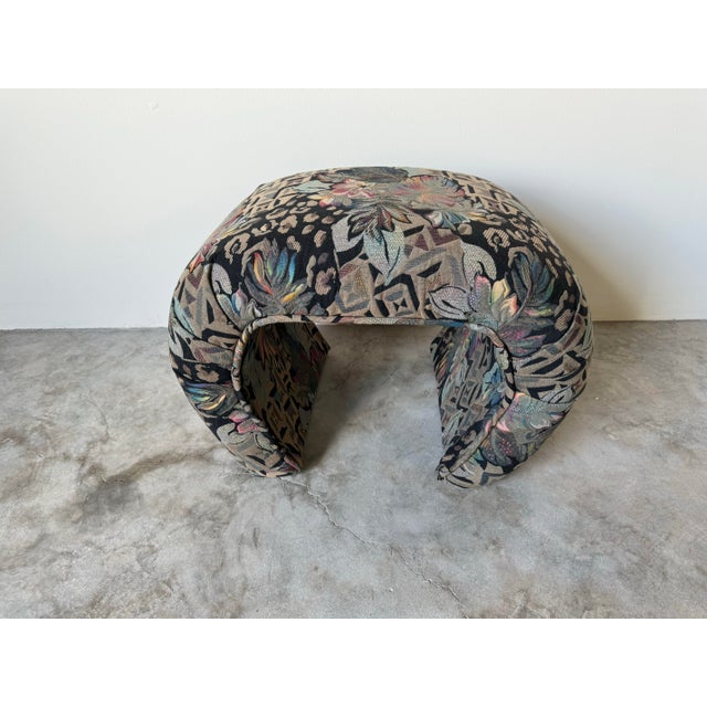 Black 1980s Postmodern Waterfall Upholstered Bench For Sale - Image 8 of 10