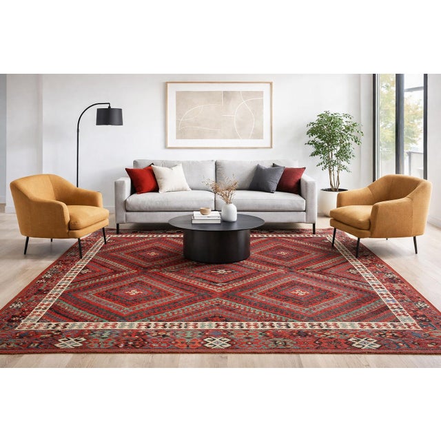 Art Deco Antique Fethiye Tribal Kilim – Geometric Diamond Motifs, Anatolian Wool Weave -5' 3'' X 10' 4'' For Sale - Image 3 of 16
