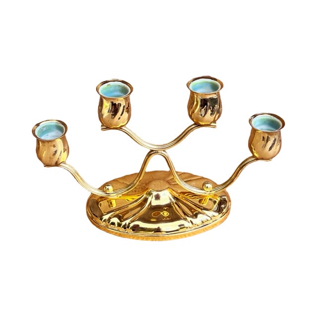 Four-Light, Gold-Plated Table Candlestick, Germany, 1940s. For Sale - Image 10 of 12