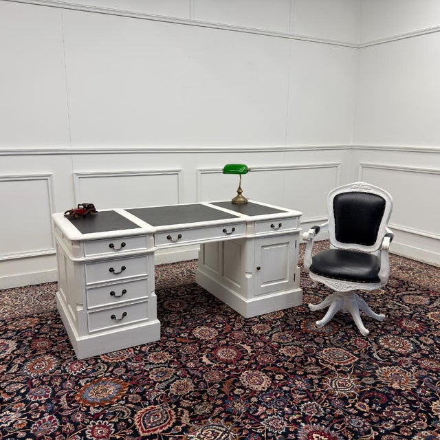 About this Classic English White Desk Set with Desk Chair Classic and Elegant | Antique desks in English, Classic, and...