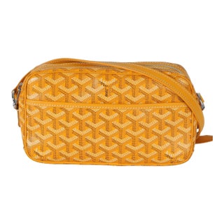 Yellow Goyardine Canvas Sac Cap Vert PM For Sale